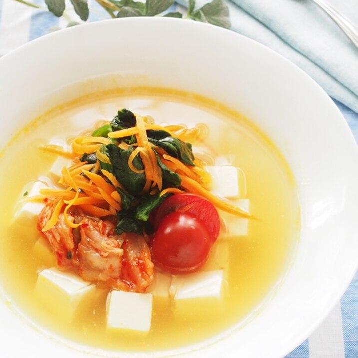 【火は不要！】韓国冷麺風 お豆腐の冷製スープ
